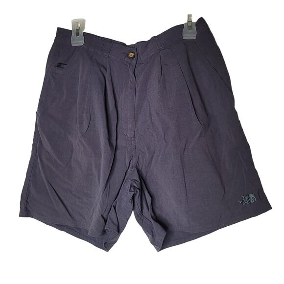 North face shorts womens large charcoal gray bermuda pleat front pockets walking - Picture 1 of 9